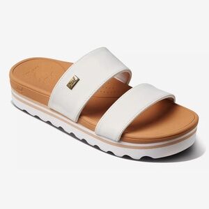 Reef Banded Horizon Hi slide sandals Size 7 White